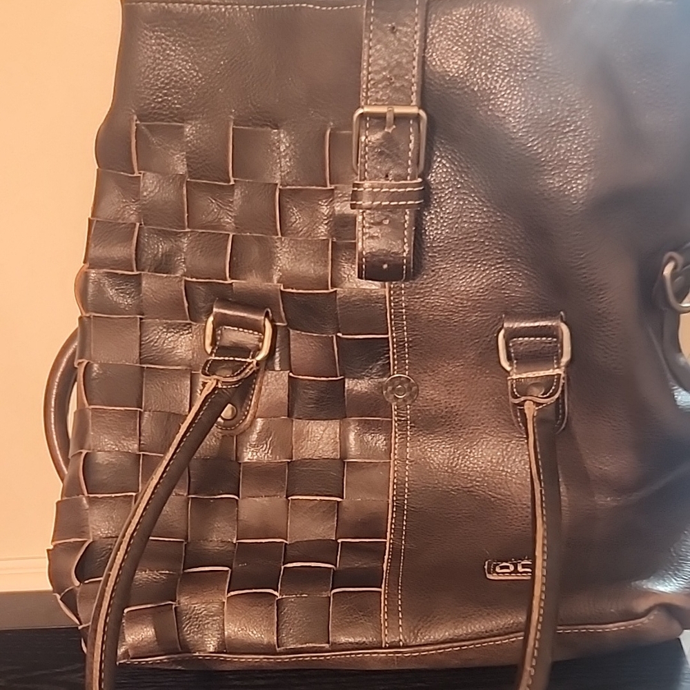 Black distressed leather tote bag Bed Stu